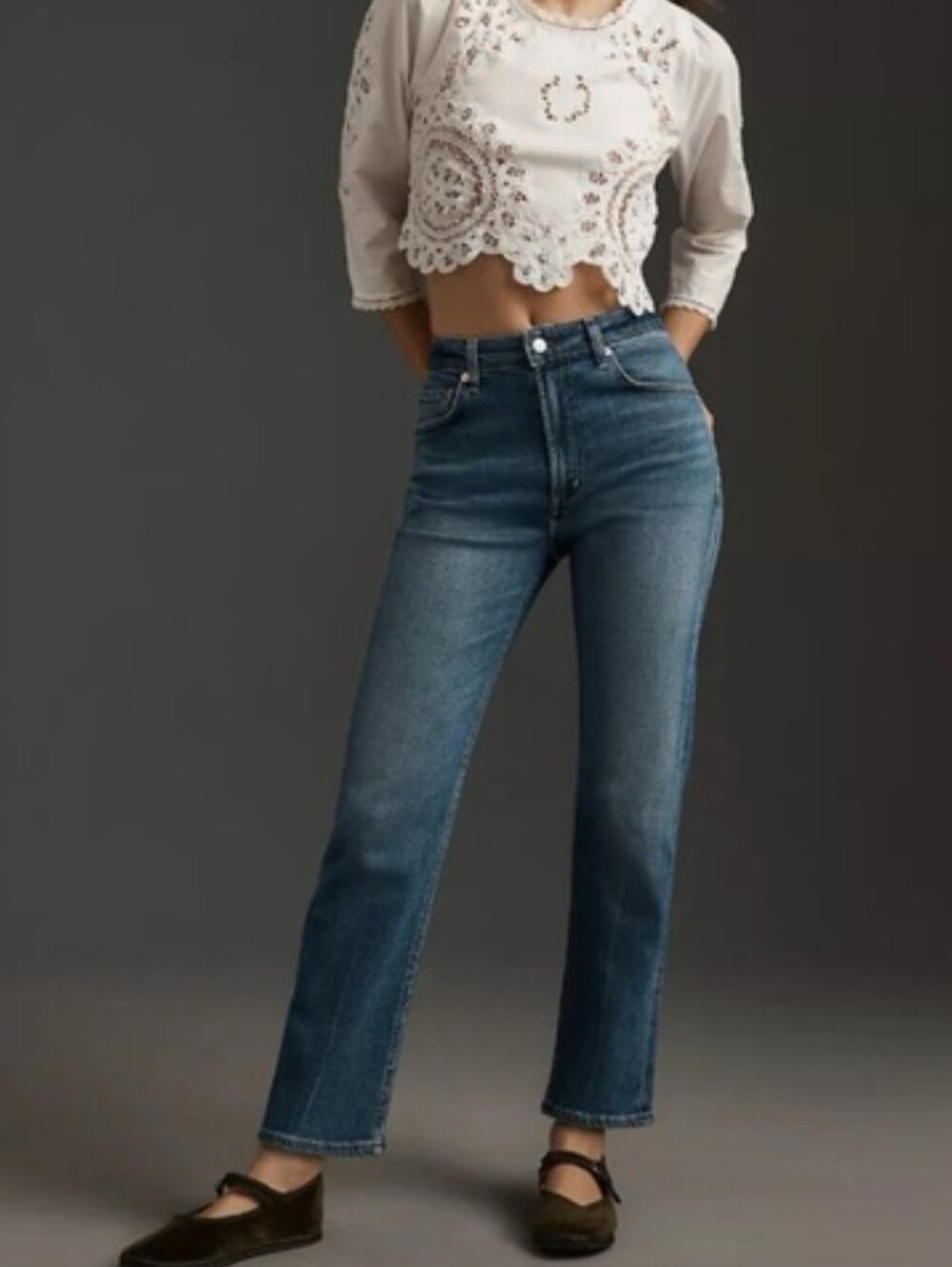 Citizens of Humanity Zurie Straight-Leg Ankle Jeans Abalone Dark Blue 28